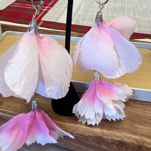 Chic Pink Floral Drop Earrings